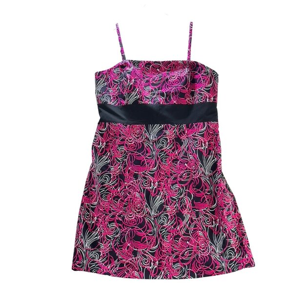 Ann Taylor LOFT Women Floral Print Strapless Dress Lined Pink Black Plus Size 18 - Picture 9 of 16
